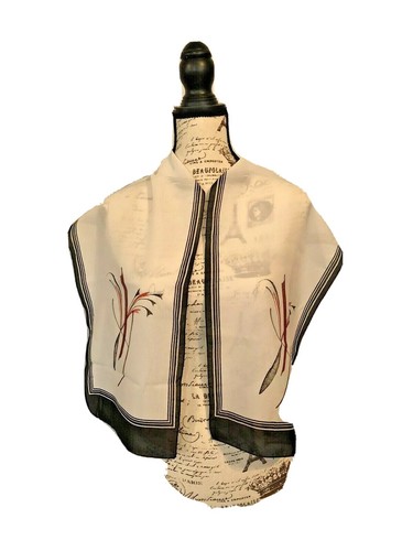 Foulard femme vintage Jim Renoir blanc noir orange I