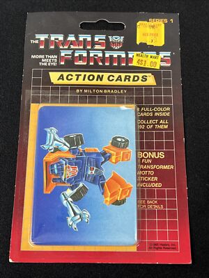 Vintage 1985 Transformers Hasbro Action Cards Blue Huffer Top Unopened Pack