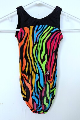 Snowflake Designs Gymnastics Leotard Multi-Color ''Rainbow Zebra'' Printed Size CS
