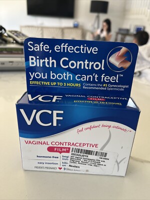 VCF Vaginal Contraceptive Film Hormone Free Up To 3 Hours 9 Films Per Box NEW!!!