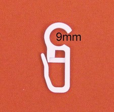 10 Gardinenhaken weiß Öse 9mm für Ringe Faltenlegehaken Überklipshaken Haken