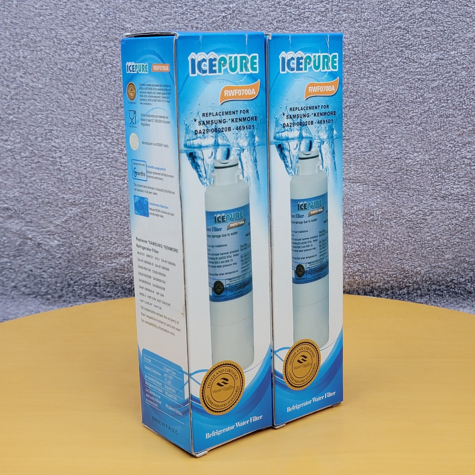 ICEPURE RWF0700A Refrigerator Water Filter 2 Pack for Samsung/Kenmore