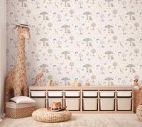 Vliestapete Kinder Giraffe Zebra Exotisch BäUme Creme Grau 77176-1 (4,31€/1Qm)