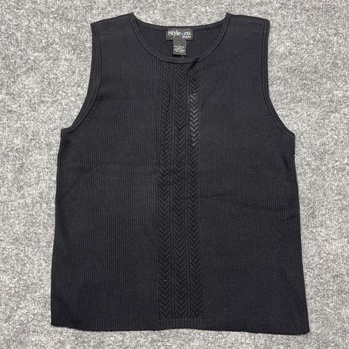 Style \u0026 Co. Womens Sweater Vest Black 