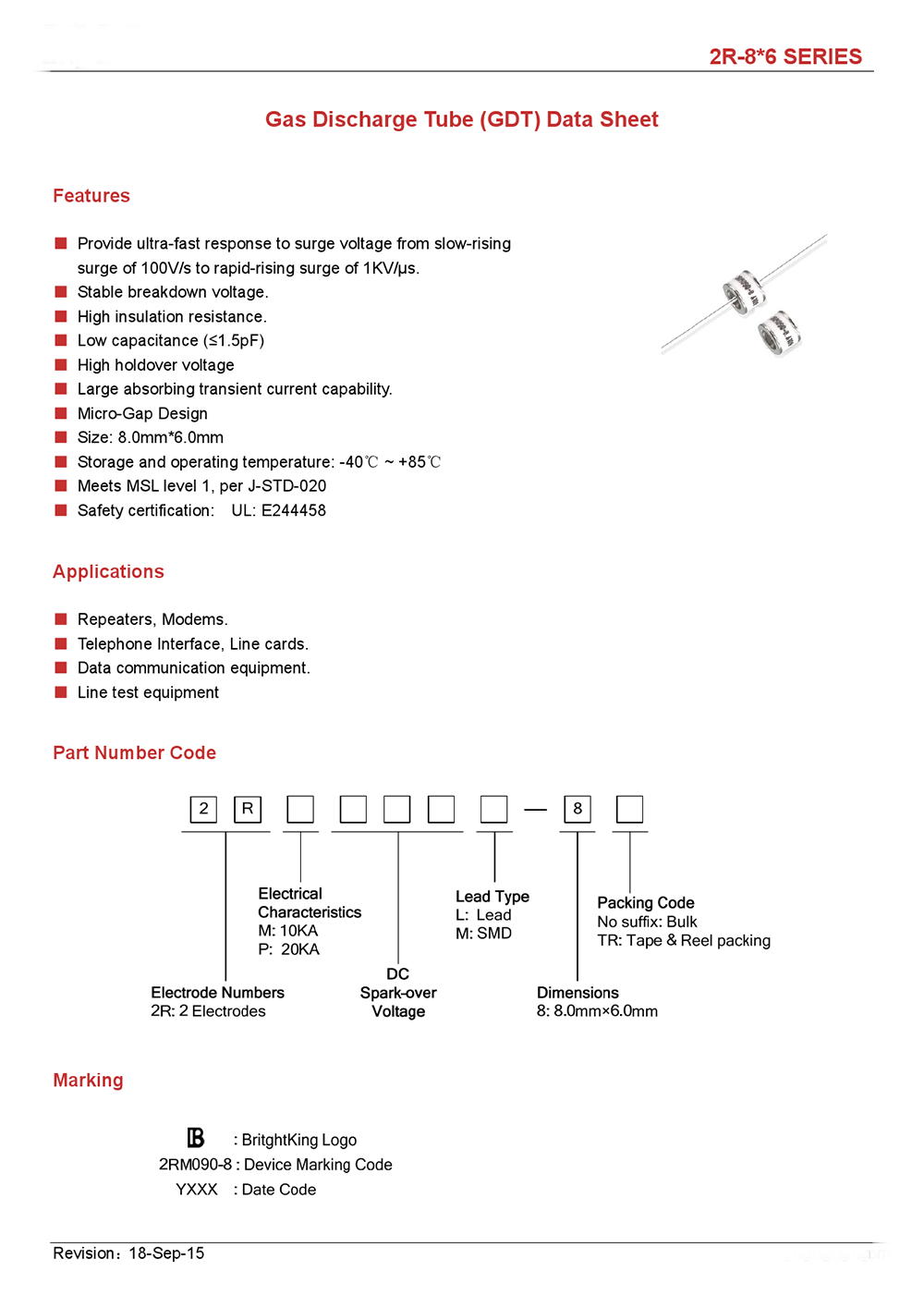 120Pcs 2RM470L8 Gas Discharge Tube Ceramic Detonators 8x6mm 2 Feet
