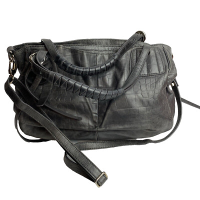 Luana Leather Shoulder/ Crossbody  Grey Alligator Embossed hobo Handbag Purse