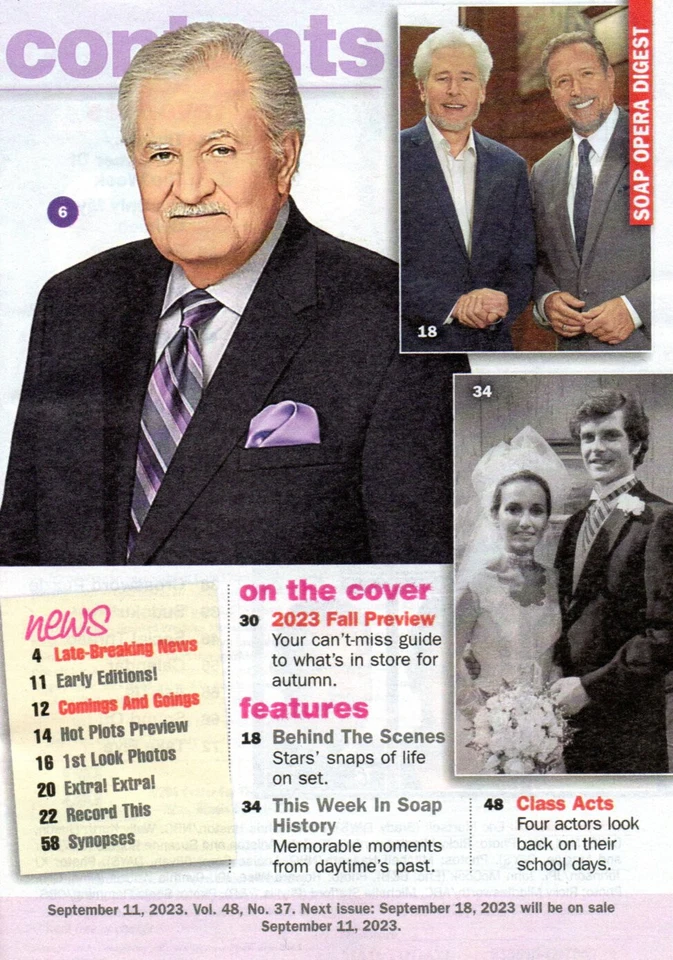 SOAP OPERA DIGEST September 11 2023 John Aniston Suzanne Rogers Thaao Penghlis - Image 2 of 4