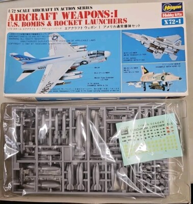 Hasegawa 1/72 U.S. Air Force Aircraft Weapons Set, Bombs & Rocket Launcher. NIB