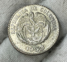1953 Colombia 20 Centaovs Silver Coin