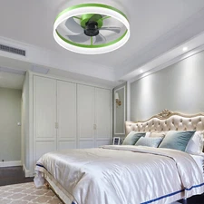 20 Inch Modern Green Fan Lights LED Ceiling Light kit With Remote / APP Control