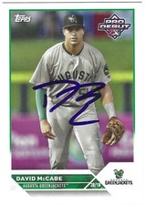 DAVID MCCABE SIGNED 2023 TOPPS PRO DEBUT BASEBALL CARD AUGUSTA GREENJACKETS