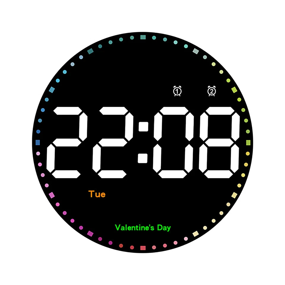 10" Digital Electronic Clock Calendar Large Display LED Wall Clock Decoration - Image 2 of 4