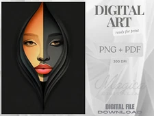 Woman Portrait, Abstract Digital AI Art, Wall, Poster, Print, Home Decor