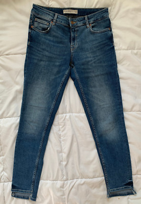 WOMEN'S ZARA BASIC Z1975 DENIM SKINNY BLUE JEANS SIZE EUR 38 USA 6 STRETCH