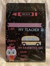 Chalkboard Style First Day of School Photo Prop Tin Sign - Reusable Easy Clean