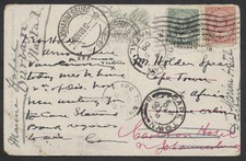 1909 SS Princess Victoria PC Vancouver BC to South Africa Twice Redirected