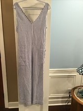 Blue and White Jumpsuit w/ front pockets