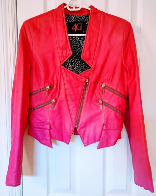 Genuine Leather Jacket Fushia Biker/Party/Evening 4G Gizia Size 40