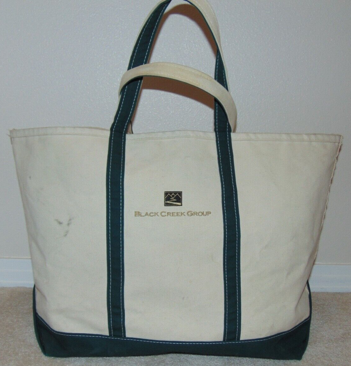 L.L. BEAN BOAT AND TOTE XL NATURAL/GREEN TRIM MADE IN USA | eBay
