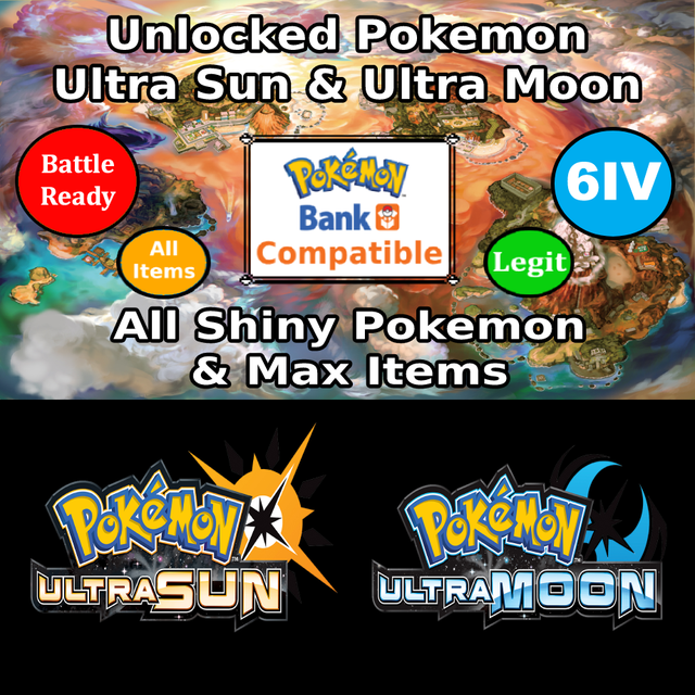 Unlocked Pokemon Ultra Sun Ultra Moon Combo All Shiny Pokemon 3ds Usum Ebay