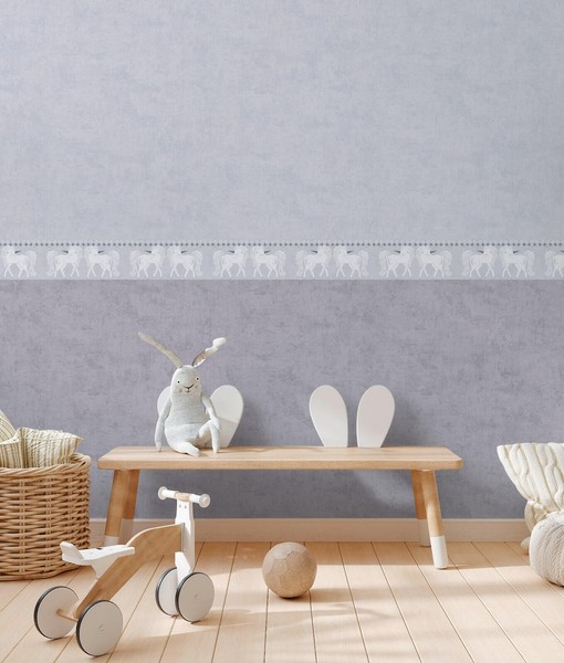 BordüRe Vlies Kinder EinhöRner BläTterranken MäRchen Grau 77147-1 (25,00€/1Qm)-image