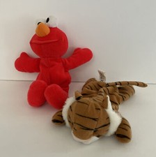 1997 Tyco Sesame Street Beans Beanie Elmo with Tag and Tiger Source Tiger Beanie