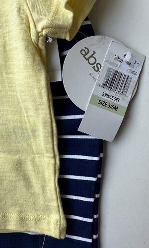 NWT Absorba Baby Boy Two Piece Yellow Blue Whale T-Shirt Striped Pant Set 3-6M - Picture 7 of 7