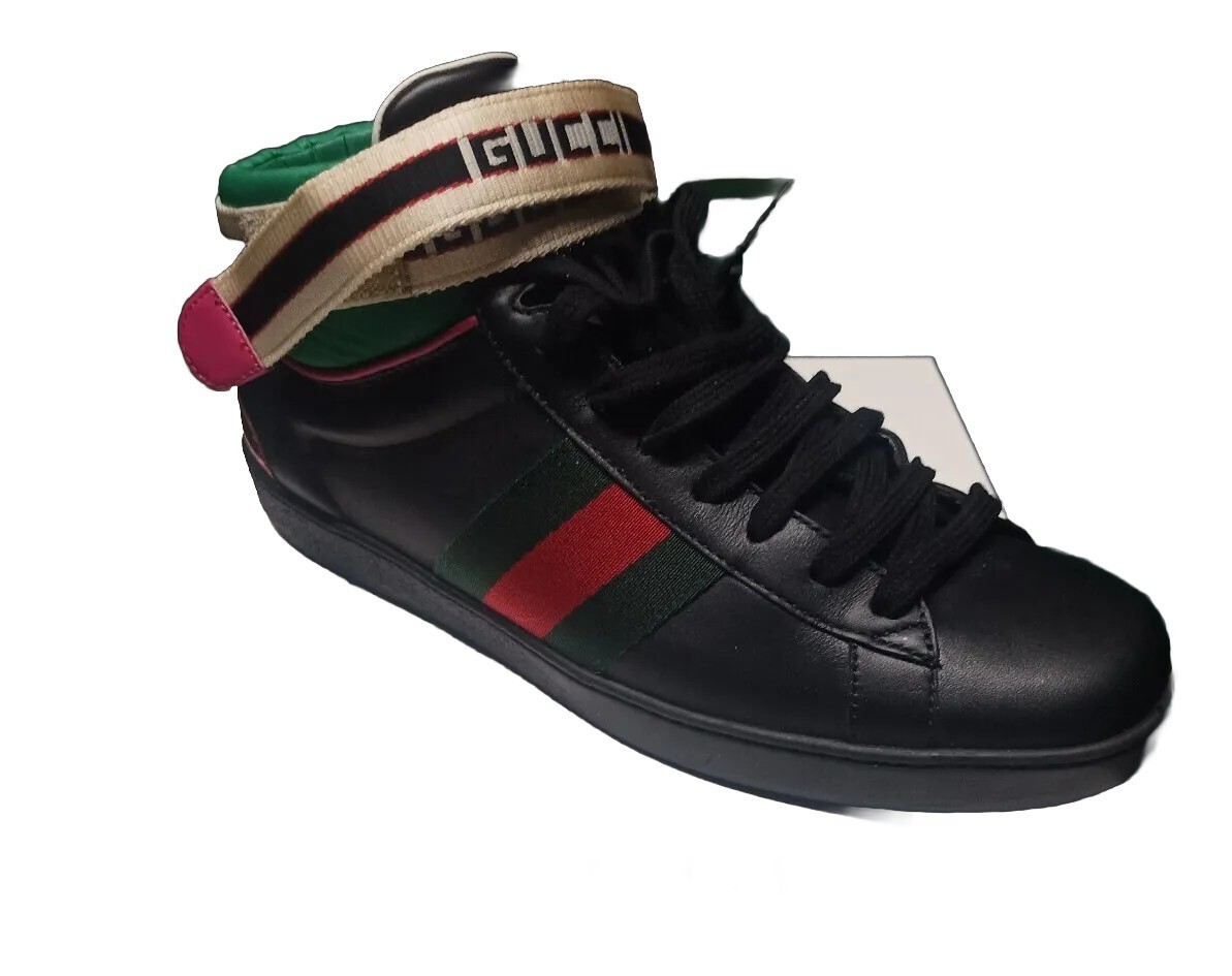 Gucci Ace Stripe High Top Black/Green/Red Men display picture 1
