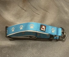 Avalanche Dog Collar Blue With White Paw Print Lightweight Adjustable Medium