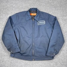 VTG Red Kap Men M Navy Blue Work Mechanic Jacket Quilted Bomber Zip Coat Utility