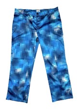 Moschino Women Y2K Pixelated Pants Blue Check Pixels Print Disco - Sz 14 READ 