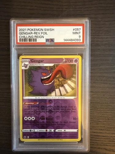 Gengar 057/198 Reverse Foil/Holo 2021 Pokemon SWSH Chilling Reign PSA 9 Mint