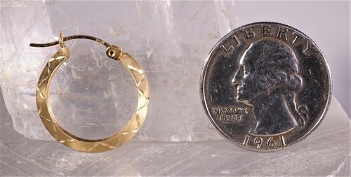 14K Brushed Yellow Gold Hoop Earrings 1.2 Grams - Picture 5 of 5