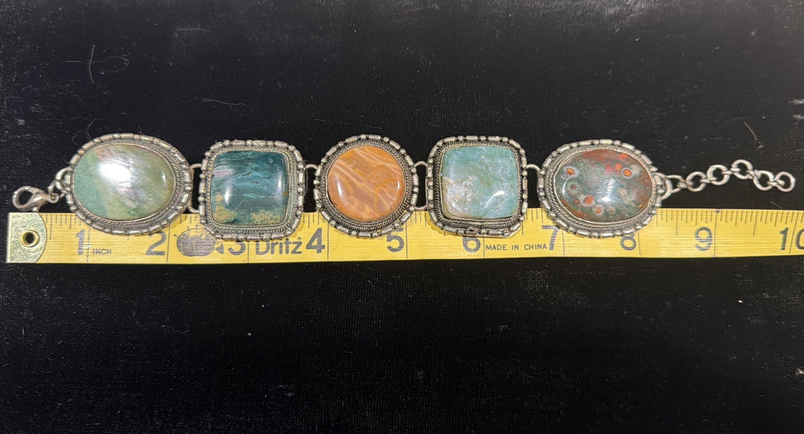 Vintage Multi-Stone Statement Bezeled Silver-tone… - image 3