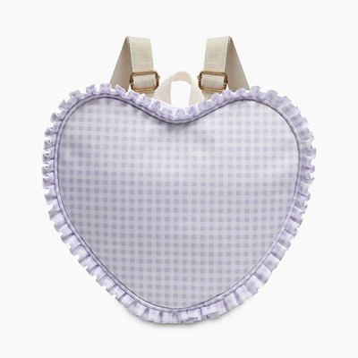 Heart Shaped Backpack, Light Purple Lavender/White Stripes Kids Girls