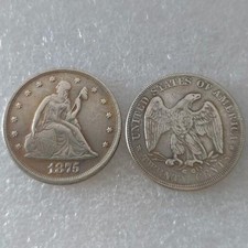 Rare year 1875-CC Twenty-Cent Piece Silver Coin Very Fine Fine Details