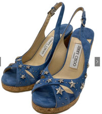 Jimmy Choo Open Toe Wedge Sole Star Studs Sandals Women's Size 35 From Japan