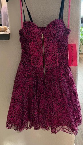 Betsey Johnson, Betsey Johnson Vintage Black/Hot Pink Sweetheart Layered Tulle Party Dress 6