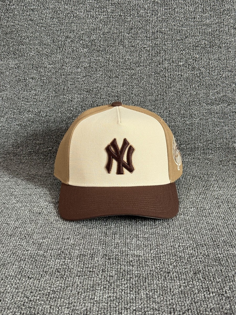 Mitchell & Ness New York Yankees MLB Snapback Hat Cream Brown Side Patch