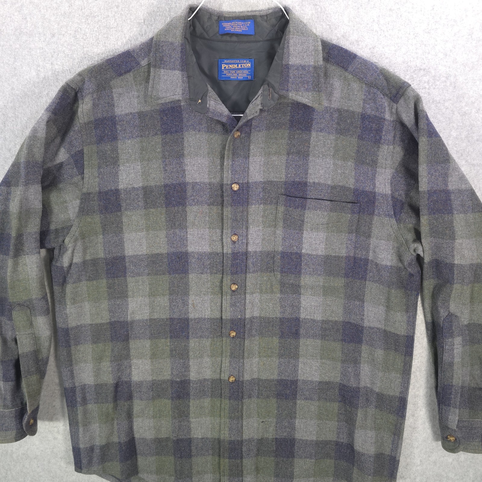 Pendleton Virgin Wool Gray Flannel Plaid Outdoors… - image 6