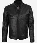 Men’s Black Lambskin Leather Cafe Racer Jacket