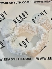 Bear Ears White Stretchy Fleece Headband NEW Adult