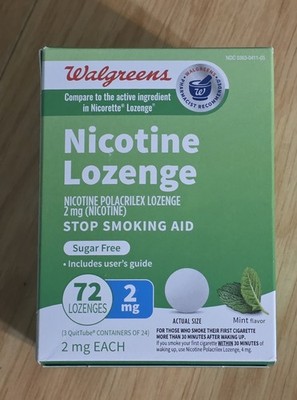 Nicotine lozenge 2mg 72 Mint Flavor QUITTUBES WALGREENS BRAND NEW Exp: 07/2026