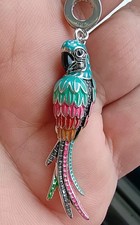 Bracelet Charm Parrot Macaw Sterling Silver 925 Pendant. Large 10g Silver 