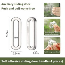 4PCS Self-Adhesive Sliding Door Handle Transparent Plastic Soft PU Door Handle
