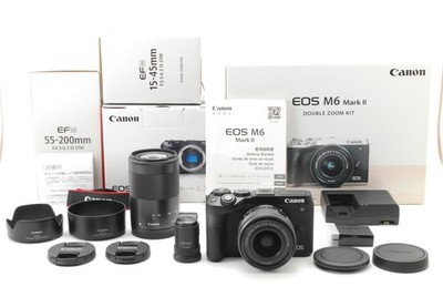 SC:3000 [MINT] Canon EOS M6 Mark II Double Zoom Kit EF M15-45 M55-200 From JAPAN
