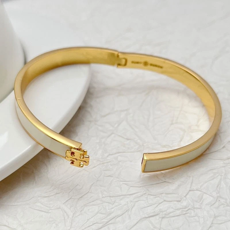 Nuevo Brazalete Tory Dama Color Blanco Doble T Logo Diámetro Interior 6*5.4cm Foto 3 de 3