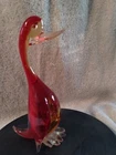 Murano Glass Duck - Red/Amber/Clear Casing - Tagged - Vintage