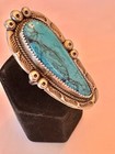 Huge Vintage Navajo  Gem Turquoise Sterling Silver Ring Sz 8 Signed DI — photo 3