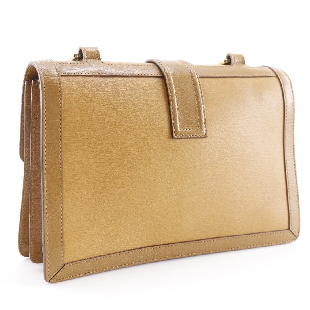 Gucci G Buckle Calf Brown Shoulder Bag Women Used 17cm thumbnail 3